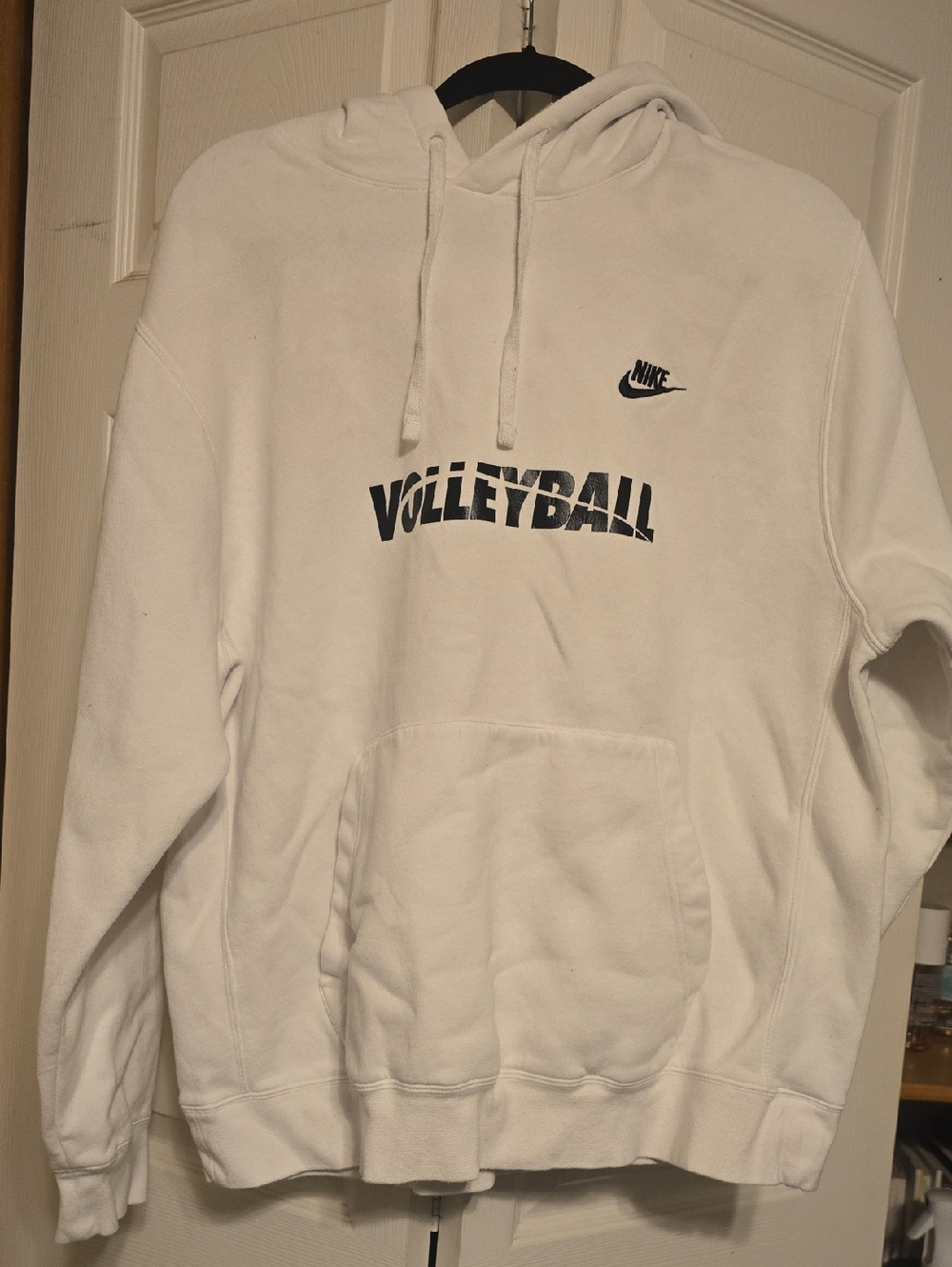 Nike White Crewneck Hoodie with Black 'Volleyball' Print
